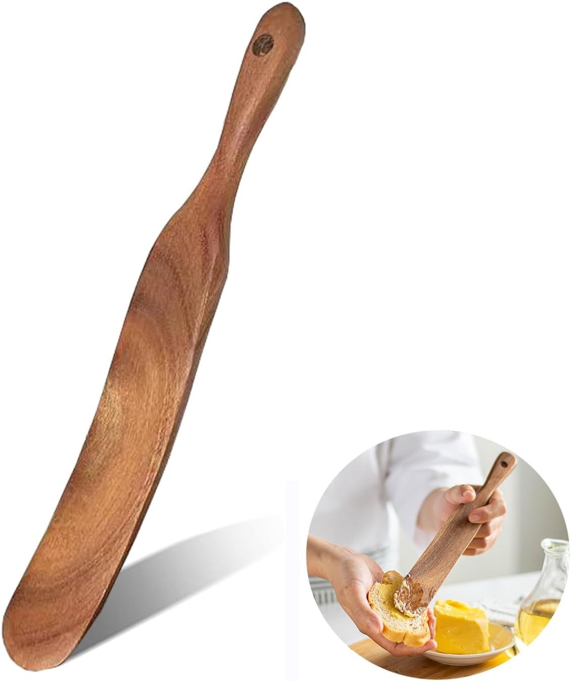 Skinny Wooden Spurtle for Sourdough Starter,Spurtle Spatula 10 Inches, Brown