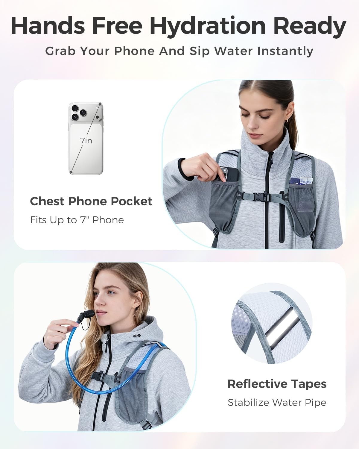 Rave Hydration Backpack, Reflective Hiking Pack with 2L Water Bladder & Phone...