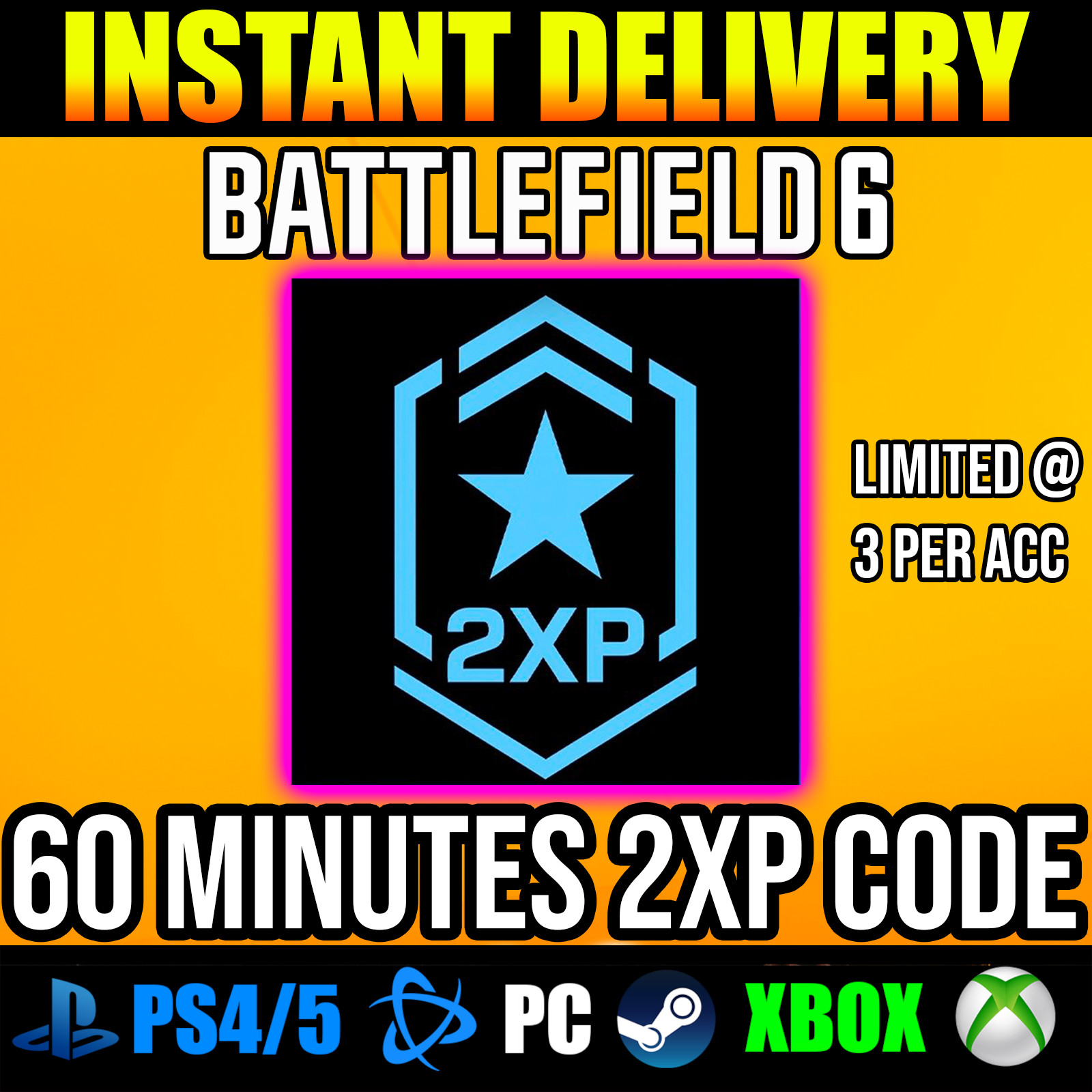Battlefield 6 2XP 1x CODE BF6: 60 Minutes Double XP MAX BUY 3 Per Account ⚡️