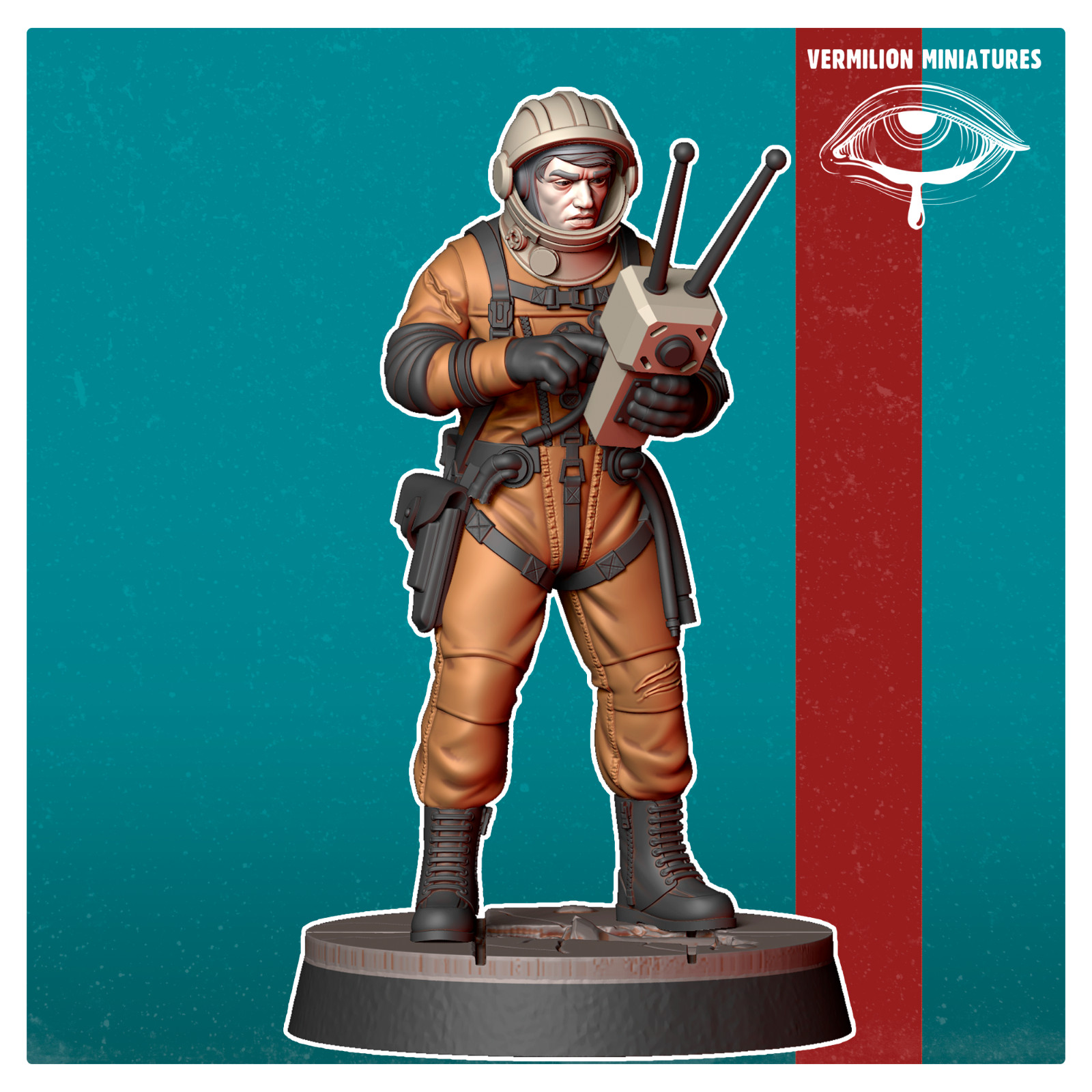 Cosmonaut 5  | Vermillion | Post Apocalypse FWW Wargaming 3D Printed Mini