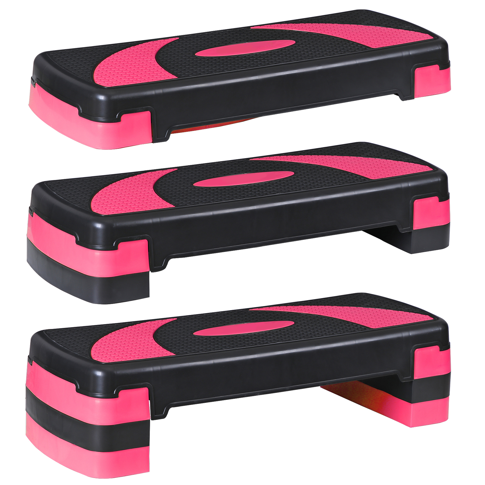 Adjustable Aerobic Stepper Workout Step with 4 Risers Exercise Platform Pink