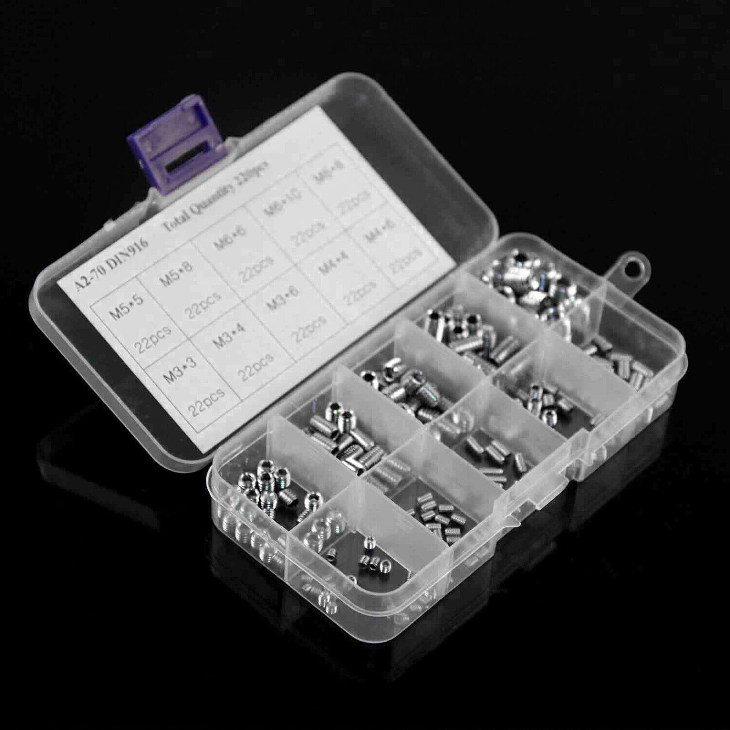 220Pcs Stainless Steel Allen Head Socket Set Grub Screws Assortment Kit