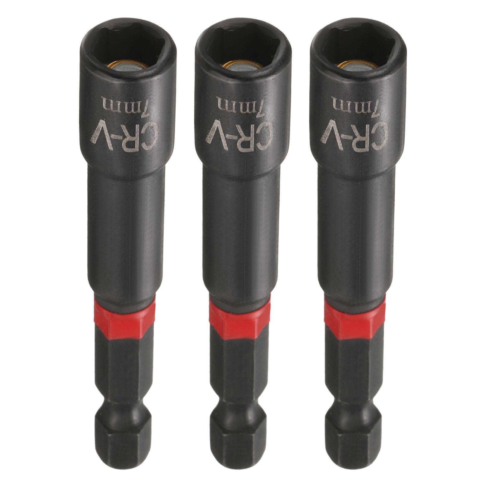 3pcs Nut Driver Drill Bits 7mm Socket 1/4" Hex Shank 3" Magnetic Setter