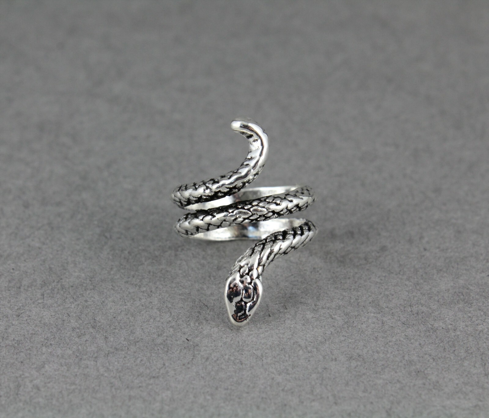Silver snake ring asp cleopatra toga wrap serpent adjustable medusa statement
