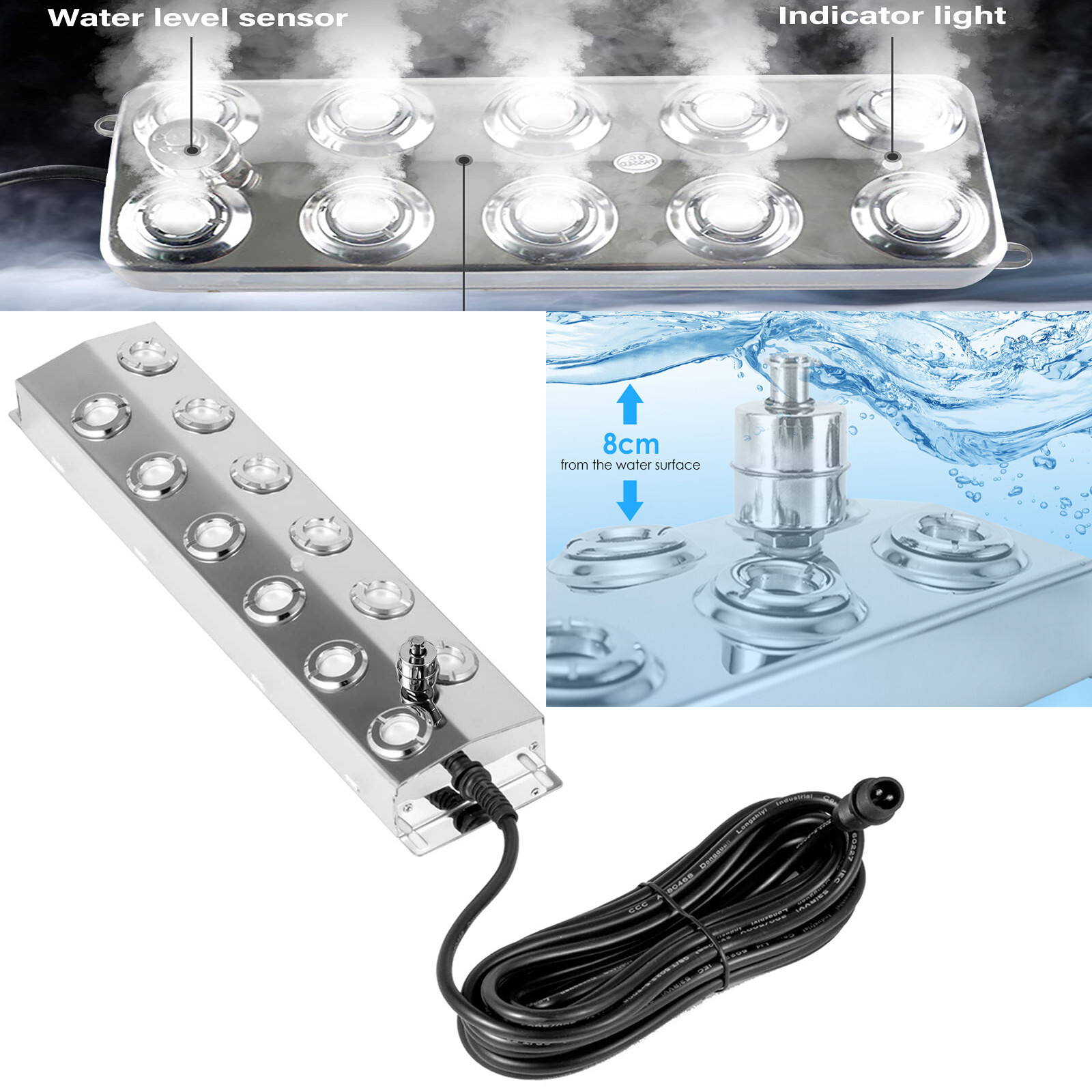 12 Head Ultrasonic Mist Maker Pond Fogger Machine for Hydroponics Landscape 110V