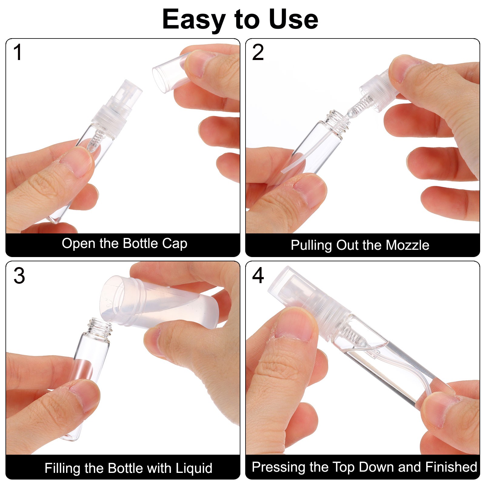 20 Pcs 3ml Glass Mini Perfume Sample Bottle Empty Mini Spray Bottle Black