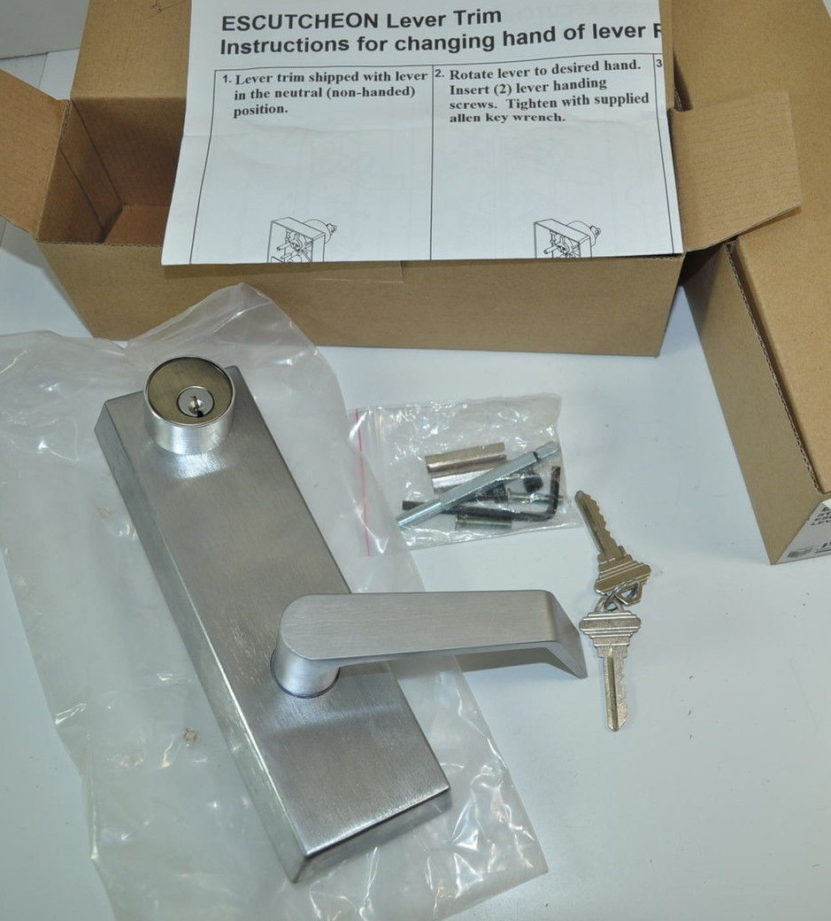 Lot of 2 PLS Entry Lever Trim Escutcheon Handle ESC886 Rim Satin Door RLE80-26D