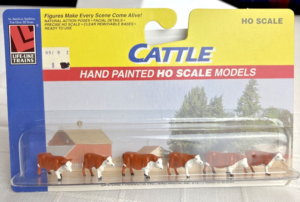Life Like 1183 HO Scale Brown & White Cattle Hand Painted Figure (Pack of 6) NIP
