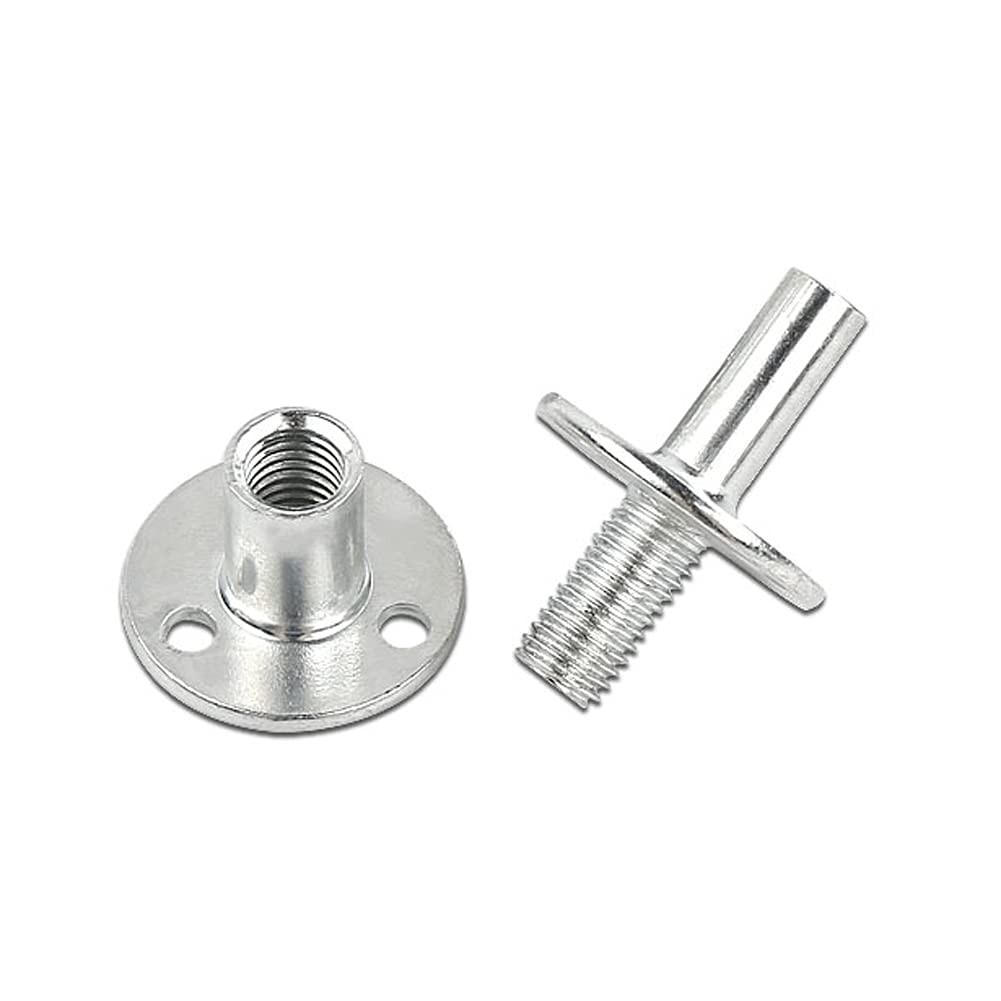 1 Piece M12 Bed Post Connector, T-Nut, Steel with Nickel Plating, Furniture L...