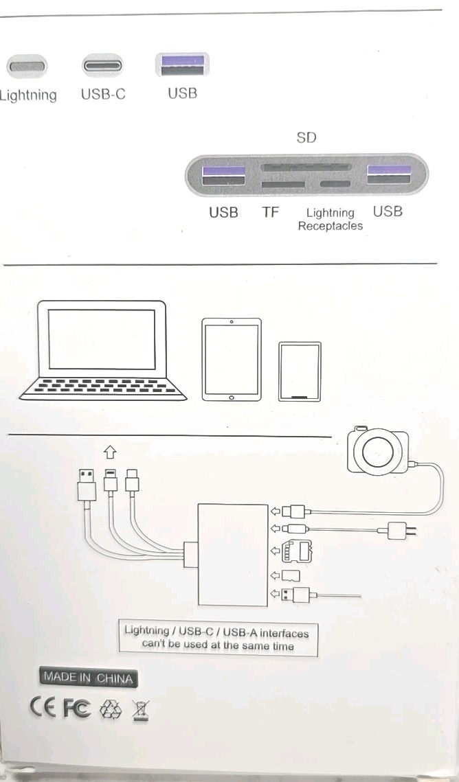 ALL-ROUND SD & TF CAMERA CARD READER NK-1032 PRO ADAPTER USB-C & Apple Lightning