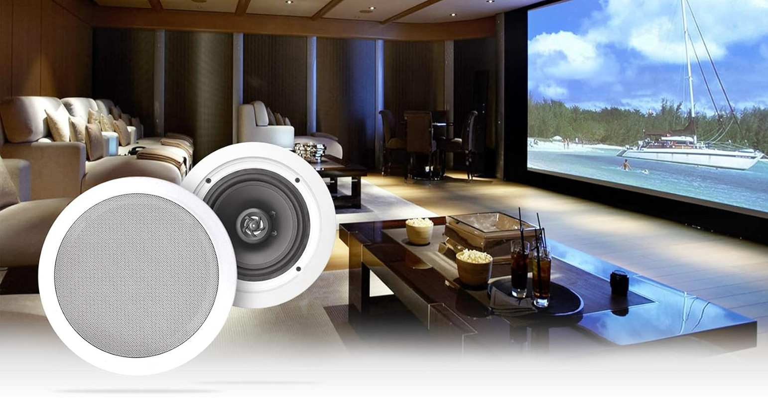 HC85 700W 8" In-Ceiling Home Theater Speakers 8 Ohm, Paintable Grills, Swivel Tw