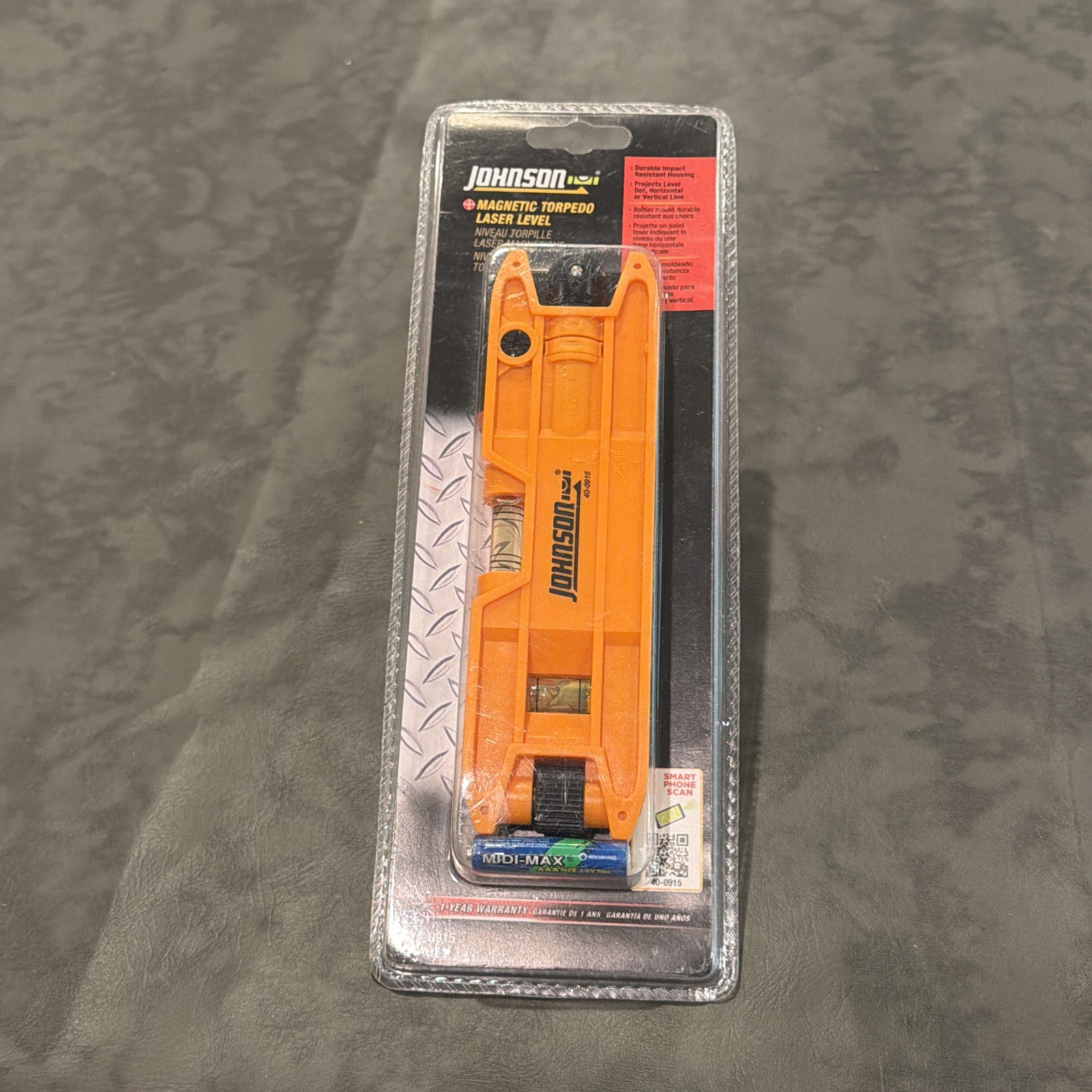 Johnson Level  Tool 40-0915 Magnetic Torpedo Laser Level, 2 x 6, Orange, 1 Level