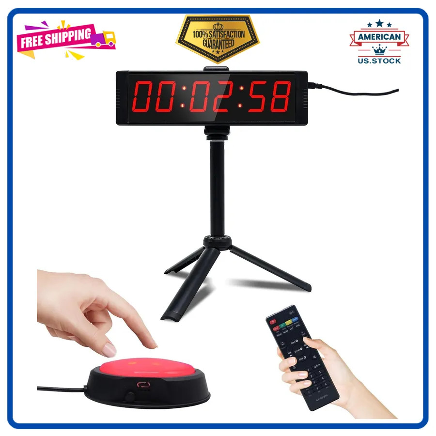 LED Digital Gym Timer with Remote Control Large Interval Countdown Clock Buzzer