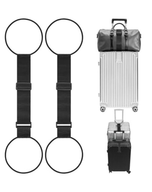 Luggage Connector Straps for Suitcase, Adjustable Travel Belt for Carry Black