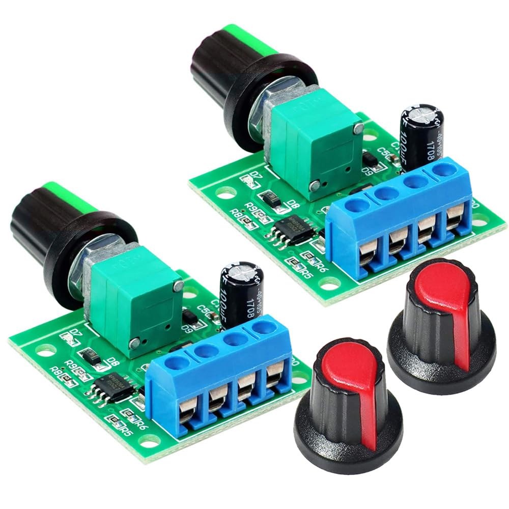 2 Pcs PWM DC Motor Speed Controller 1.8V–12V 2A Adjustable Driver Switch Knob