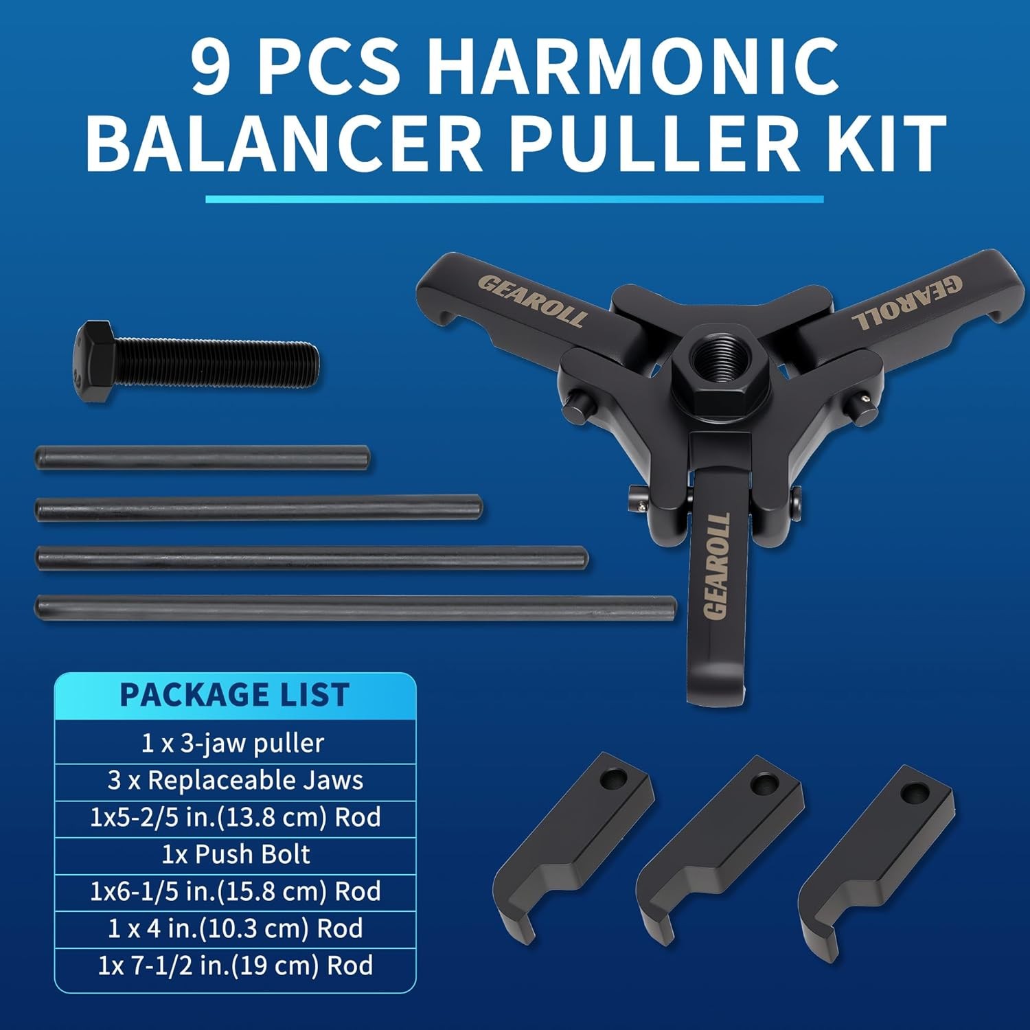 Harmonic Balancer Puller Remove Extractor Kit Set, Adjustable 3-Jaw Puller...