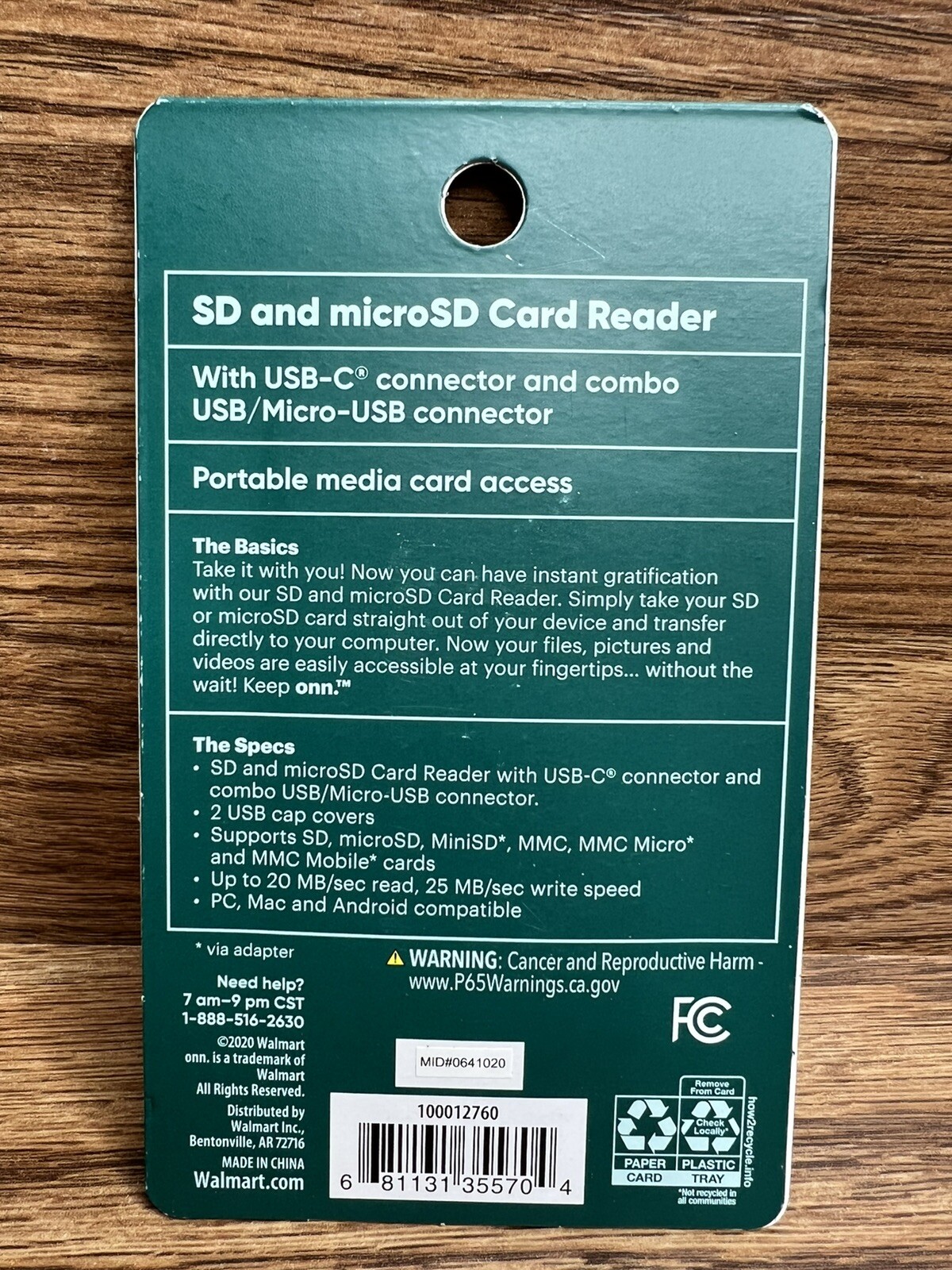 onn SD and microSD card reader BRAND NEW