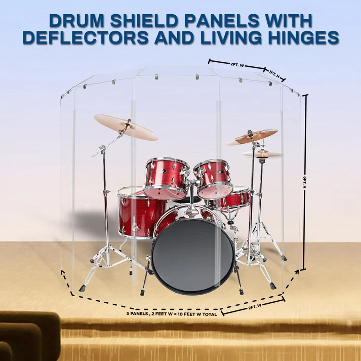 Drum Shield 2ft. x 6 ft. Panels,Clear Acrylic Drum Shield for Drum Cage,Drum Kit
