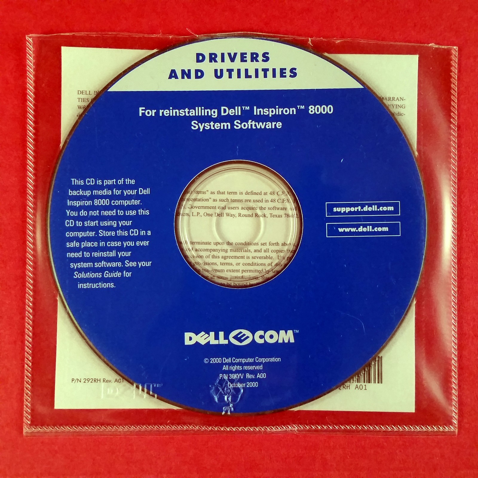 Dell Inspiron 8000 System Software Reinstallation CD-ROM Drivers Diagnostics