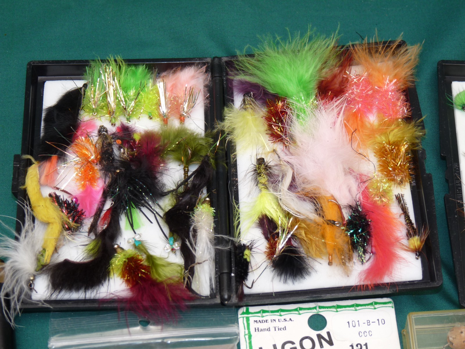 2 fly boxes 100's trout grayling flies scissors priest , big value lot