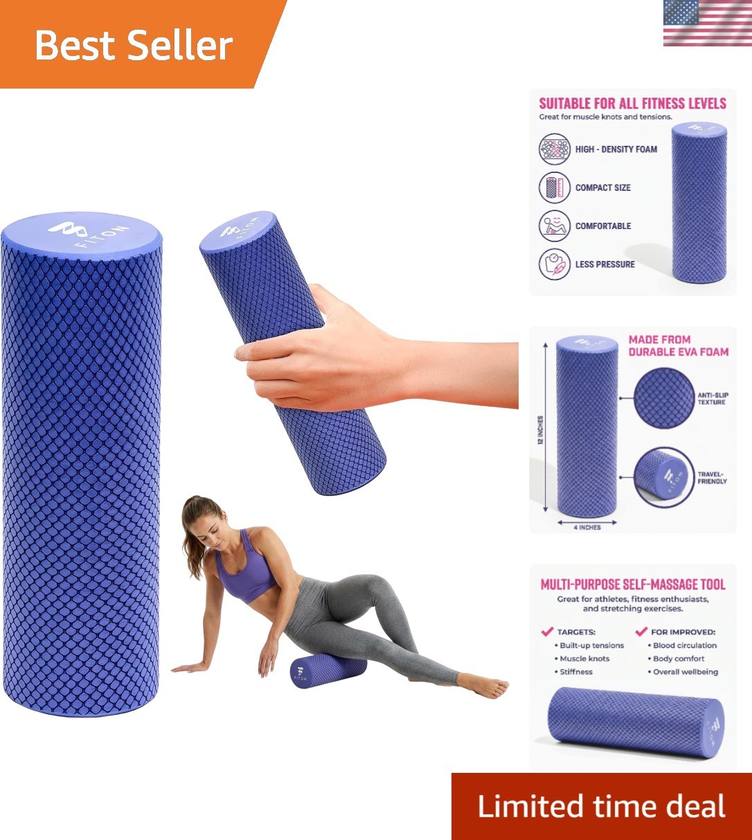 Lightweight Portable Foam Roller for Muscle Recovery – Perfect for Travel & Home