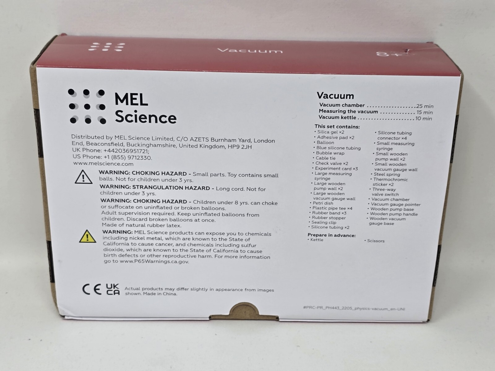 Mel Physics "Vacuum" Set - Vacuum Chamber Science Experiment Kit - Open Box
