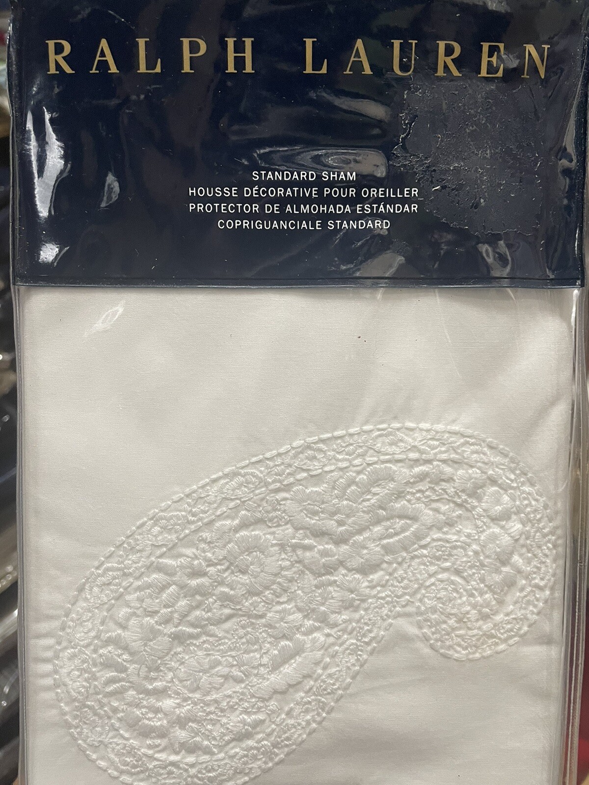 $255 Ralph Lauren Carmen Tuxedo Park Embroidered Paisley Pillow Sham Standard Nw