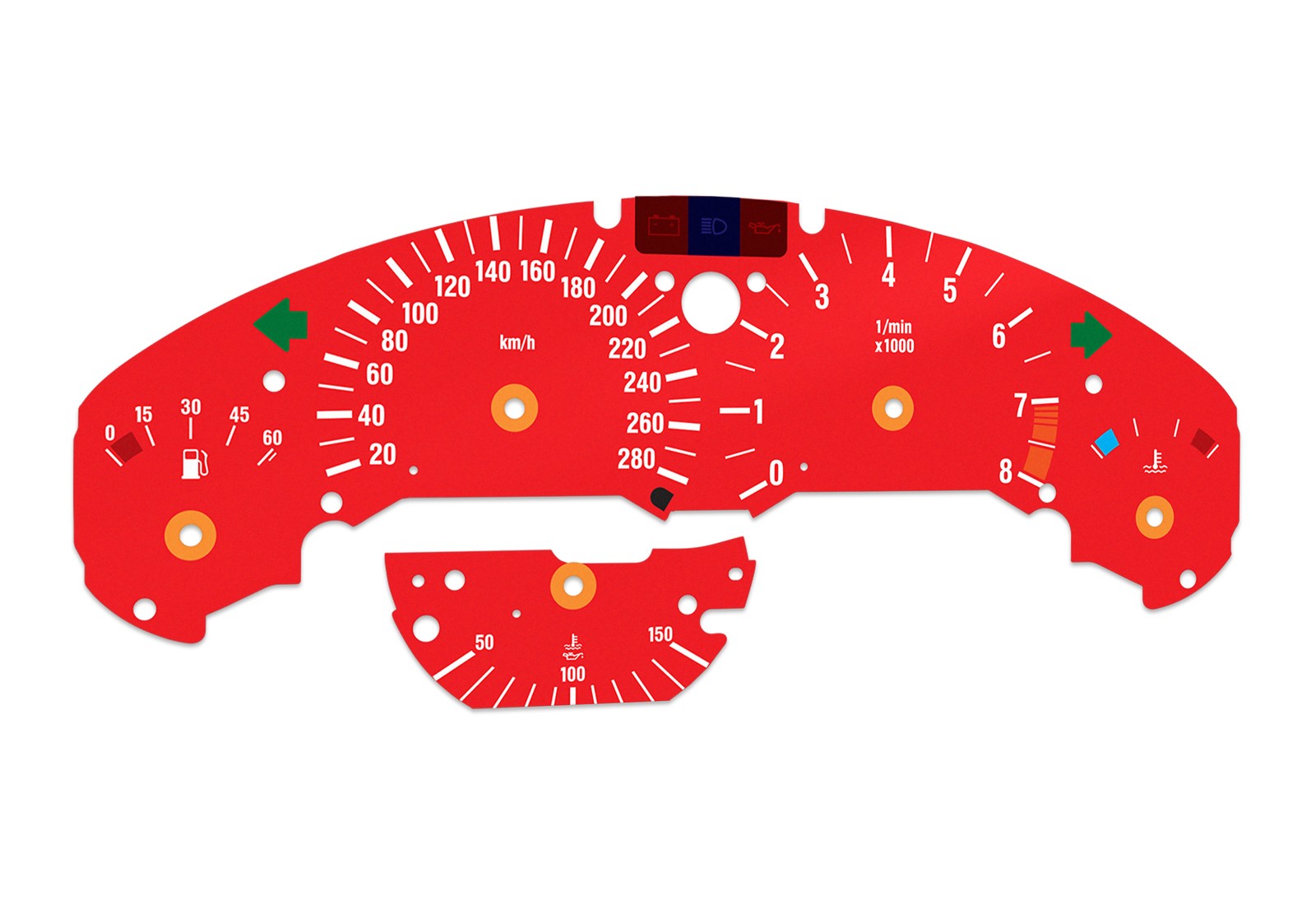 For BMW E36 M3 Red - Speedometer gauges from MPH to km/h