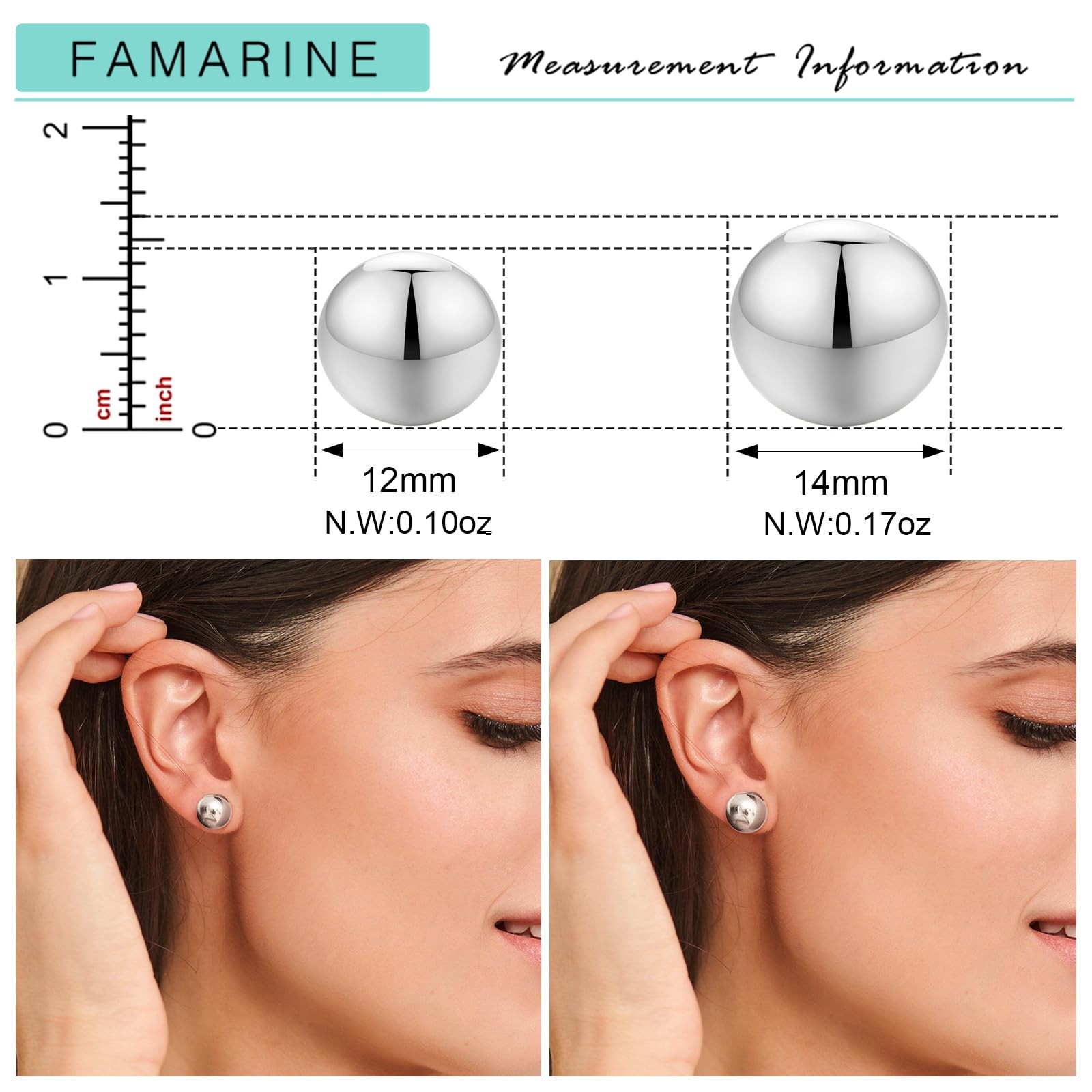 Silver Dot Earrings - 12 MM Flat Round Minimalist Stud Earrings
