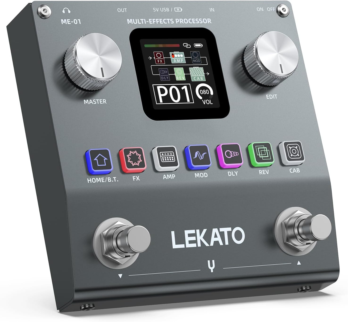 LEKATO Multi Effects Guitar Pedal, Electric Guitar Effects Pedal, Pocket Recharg