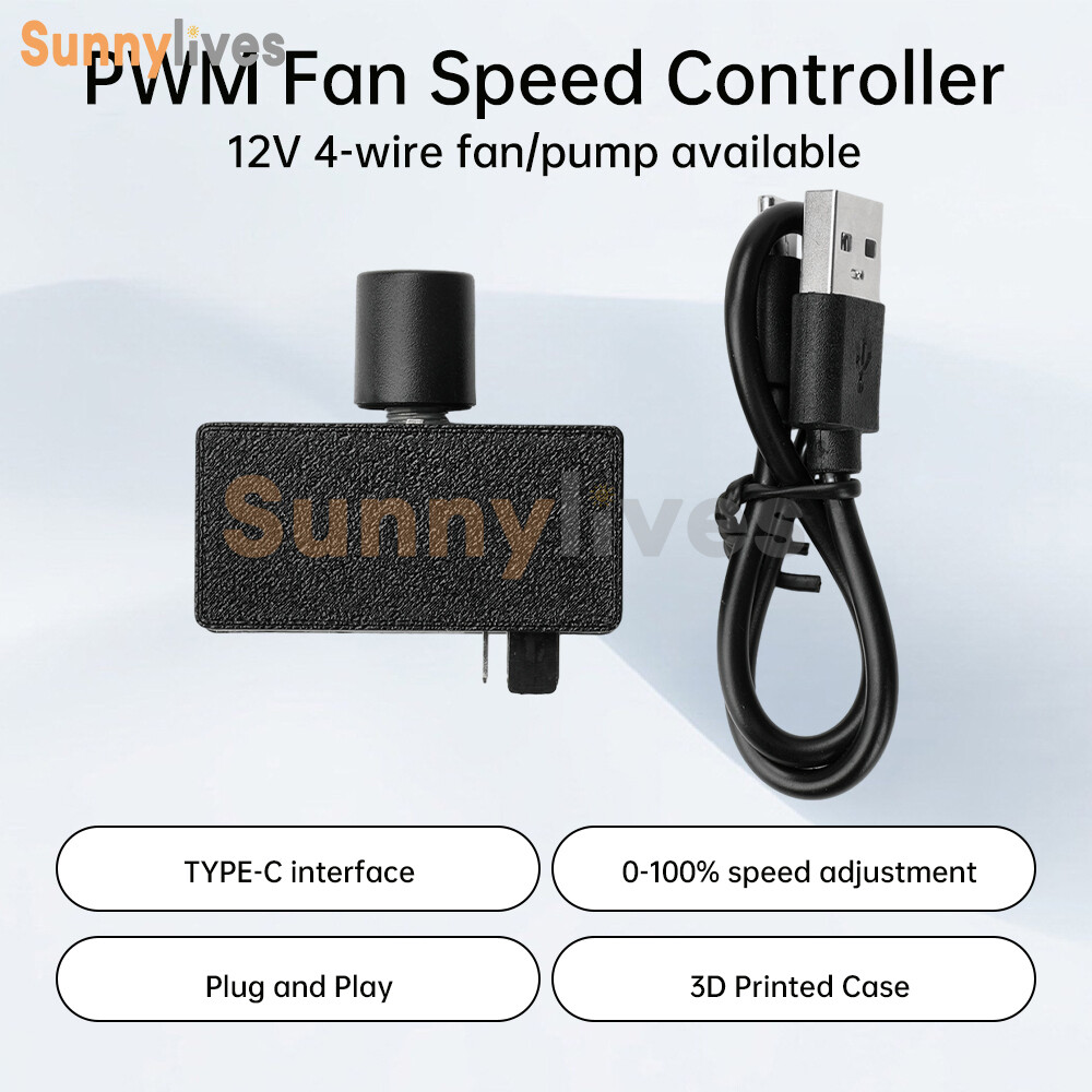 PWM Speed Regulator 4Pin Fan Speed Controller USB to Type-C PWM Fan Governor