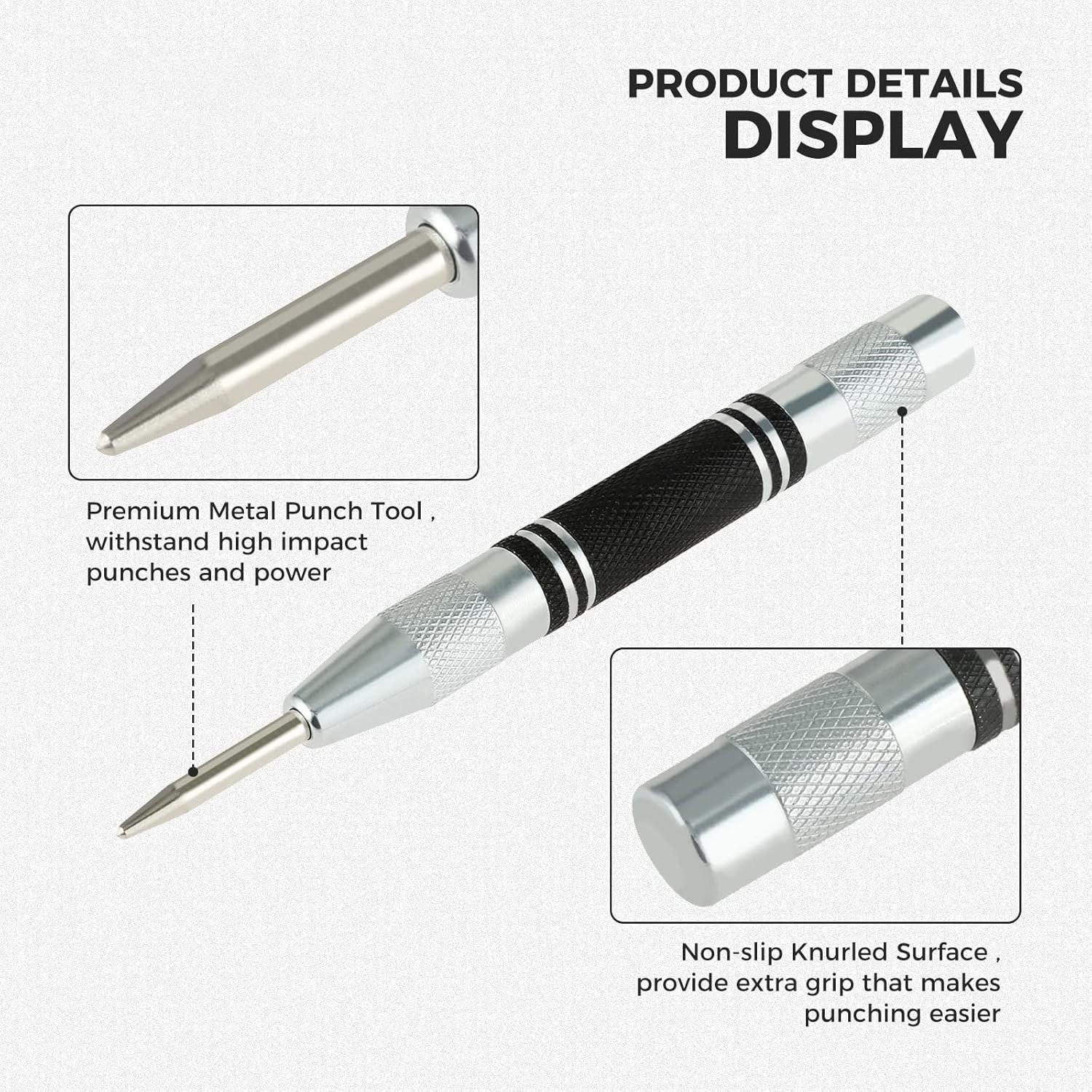 3pcs Automatic Center Punch Adjustable Spring-Loaded Metal Drill Tool Hole Punch