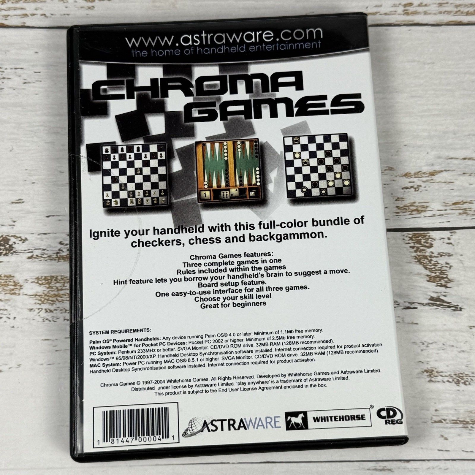 Chroma Games, PC MAC PALM Handheld Video Games, Chess, Checkers, Backgammon New