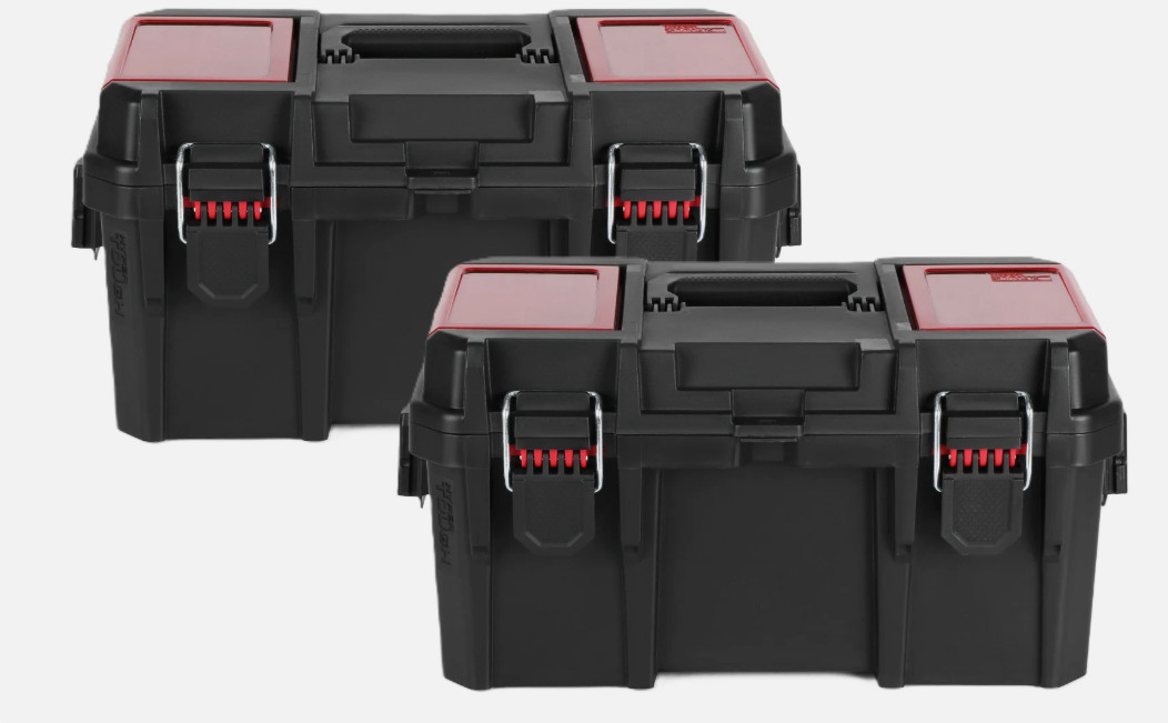 2x Hyper Tough 16 Inch Toolbox Heavy Duty Resin Storage with Padlock Security