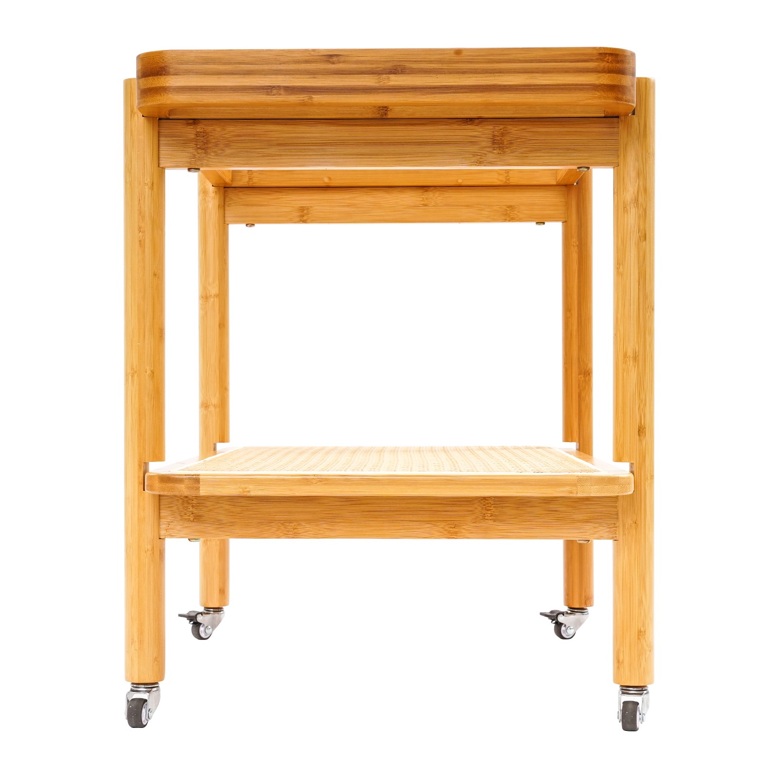 Bamboo Table Portable Sofa Side Table Coffee Table With Wheels Modern Storage
