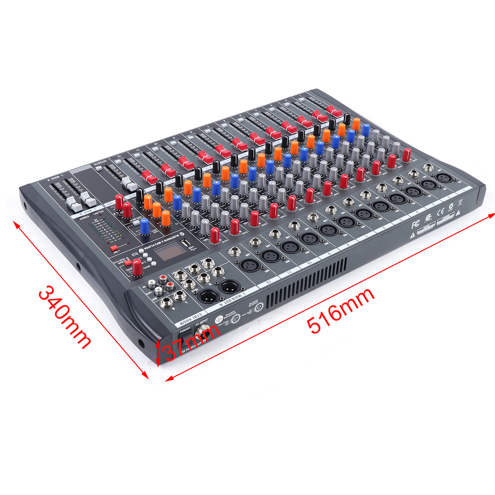 12 Channel Audio Mixer Bluetooth USB DJ Sound Mixing Console Studio