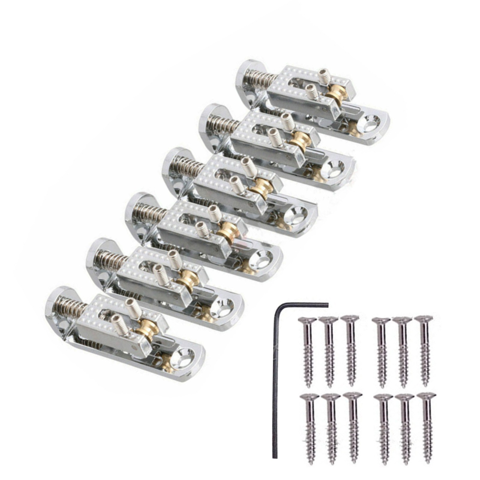 6*Single Roller Bridge+1*Wrench+12*Screws For 3-8 String Guitar Cigar Box Banjo