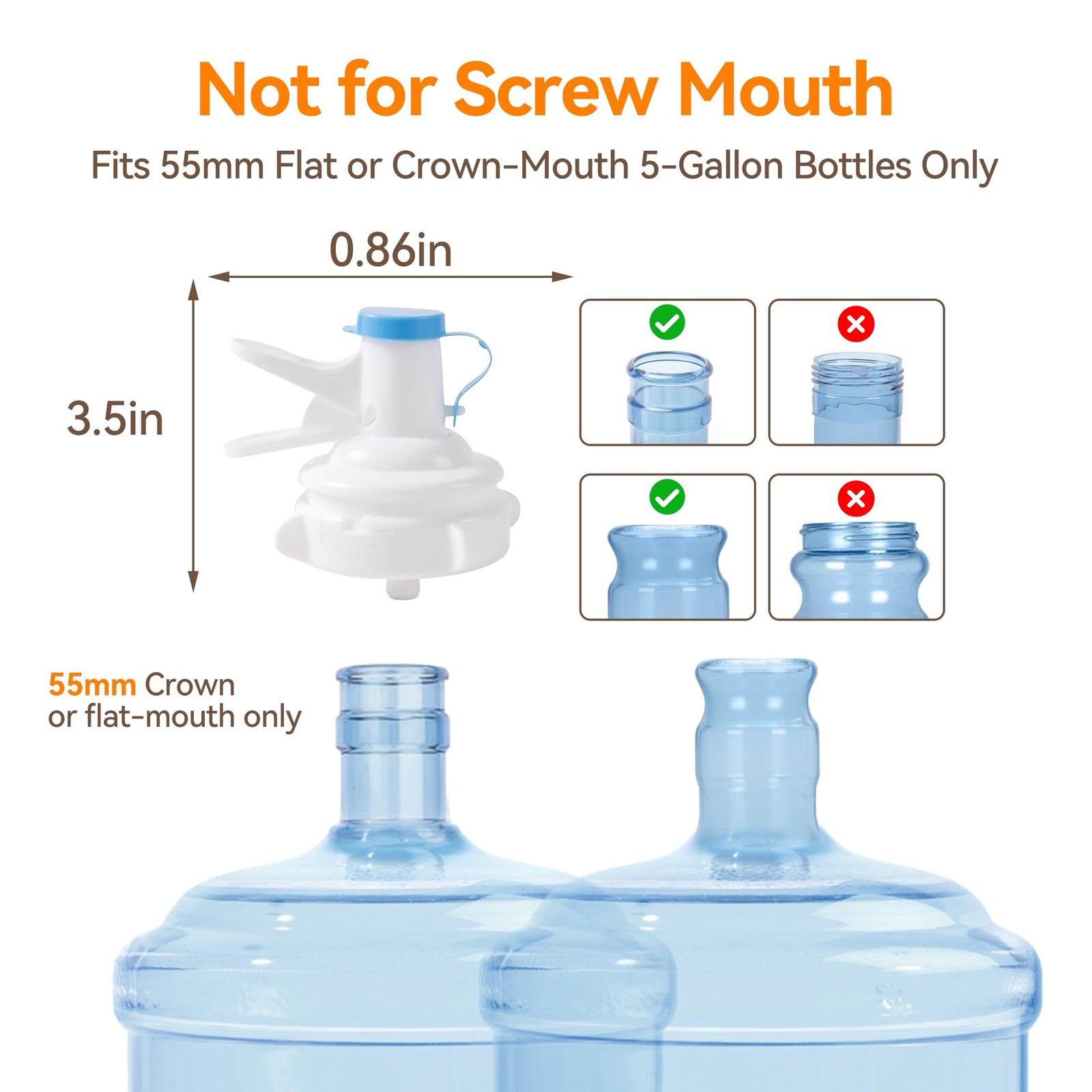 5 Gallon Water Bottle Jug Holder, Water Jug Stand with 55mm Water Dispenser V...