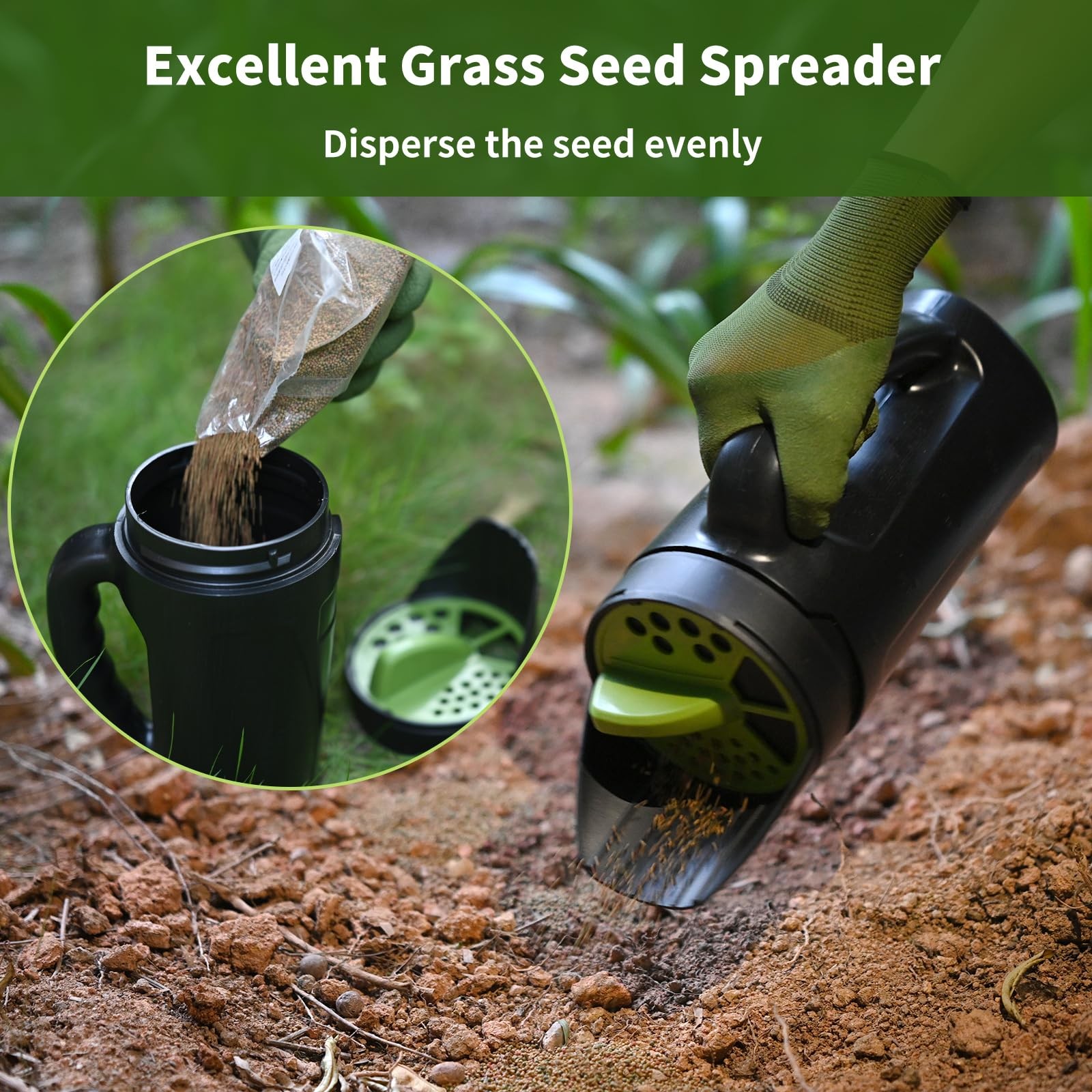 PERSZEN Seed Spreader Hand Held, Lawn and Garden for...