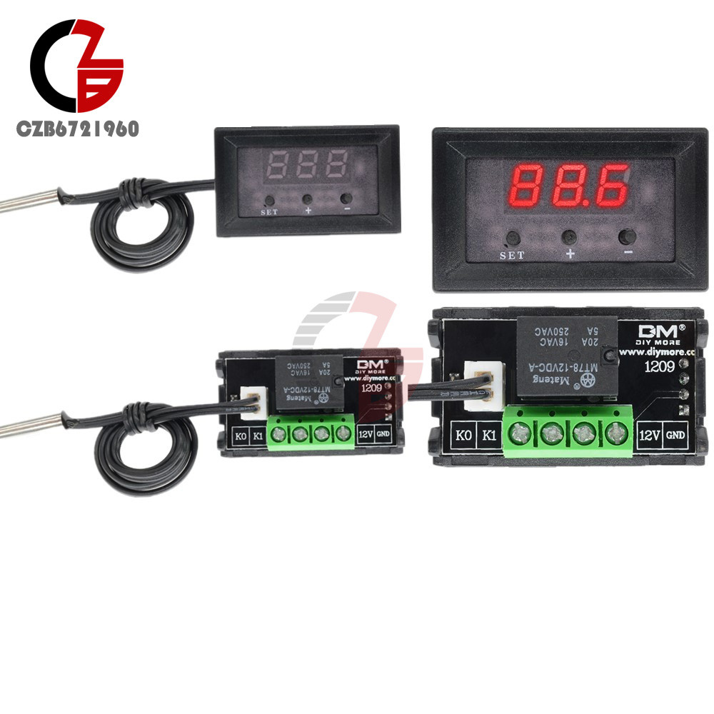 W1209 12V Digital Thermostat Temperature Controller Switch Sensor 50-110°C +Case