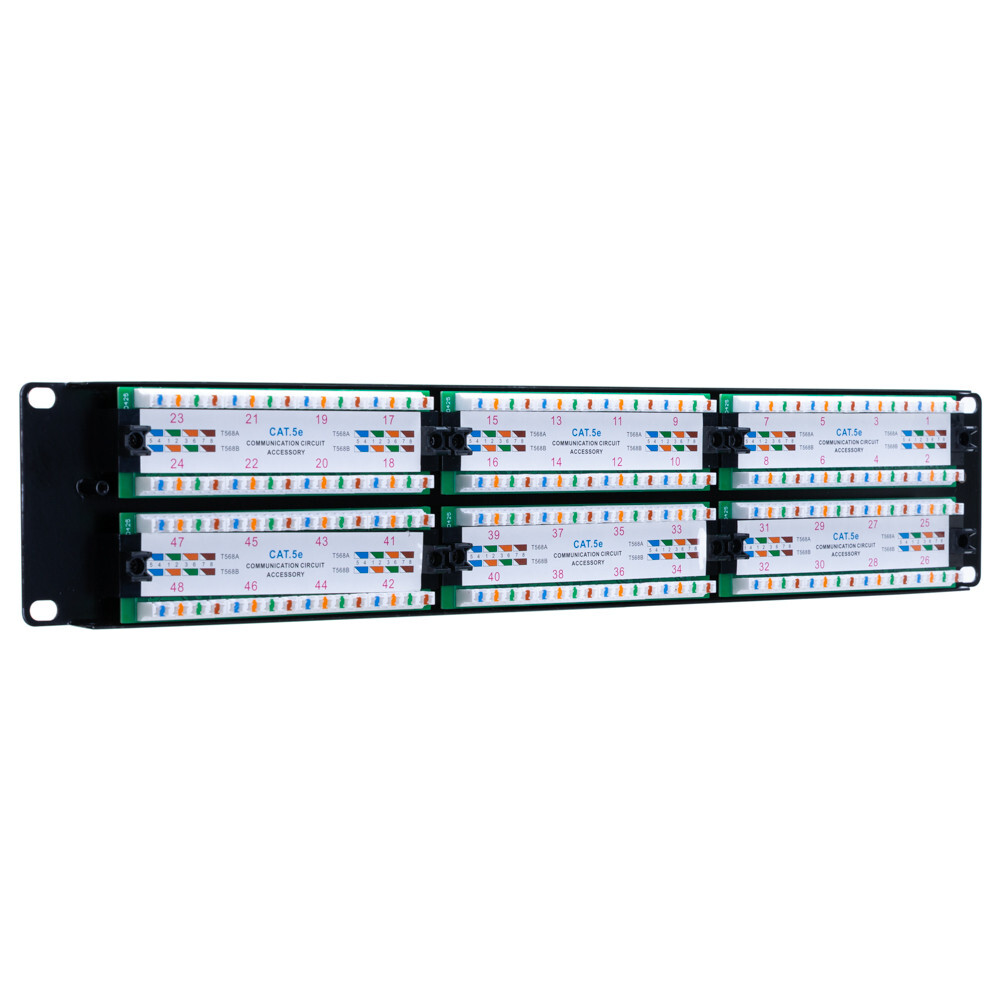 Cat5e 48 Port Patch Panel 110Type 23-26AWG RJ45 Ethernet LAN Network Rack Mount