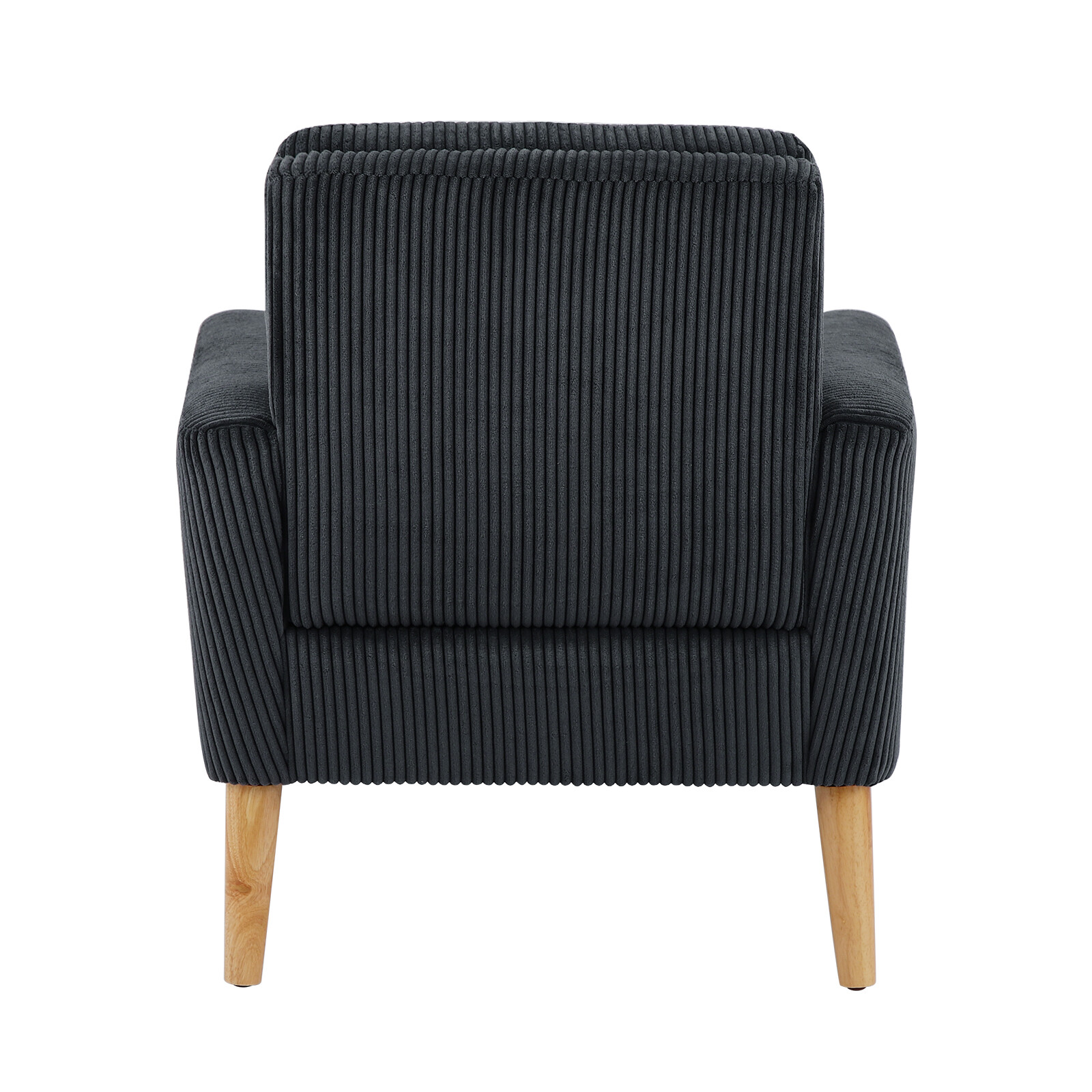 Corduroy Fabric Accent Chair Upholstered Comfy Single Sofa Wood Legs Black US