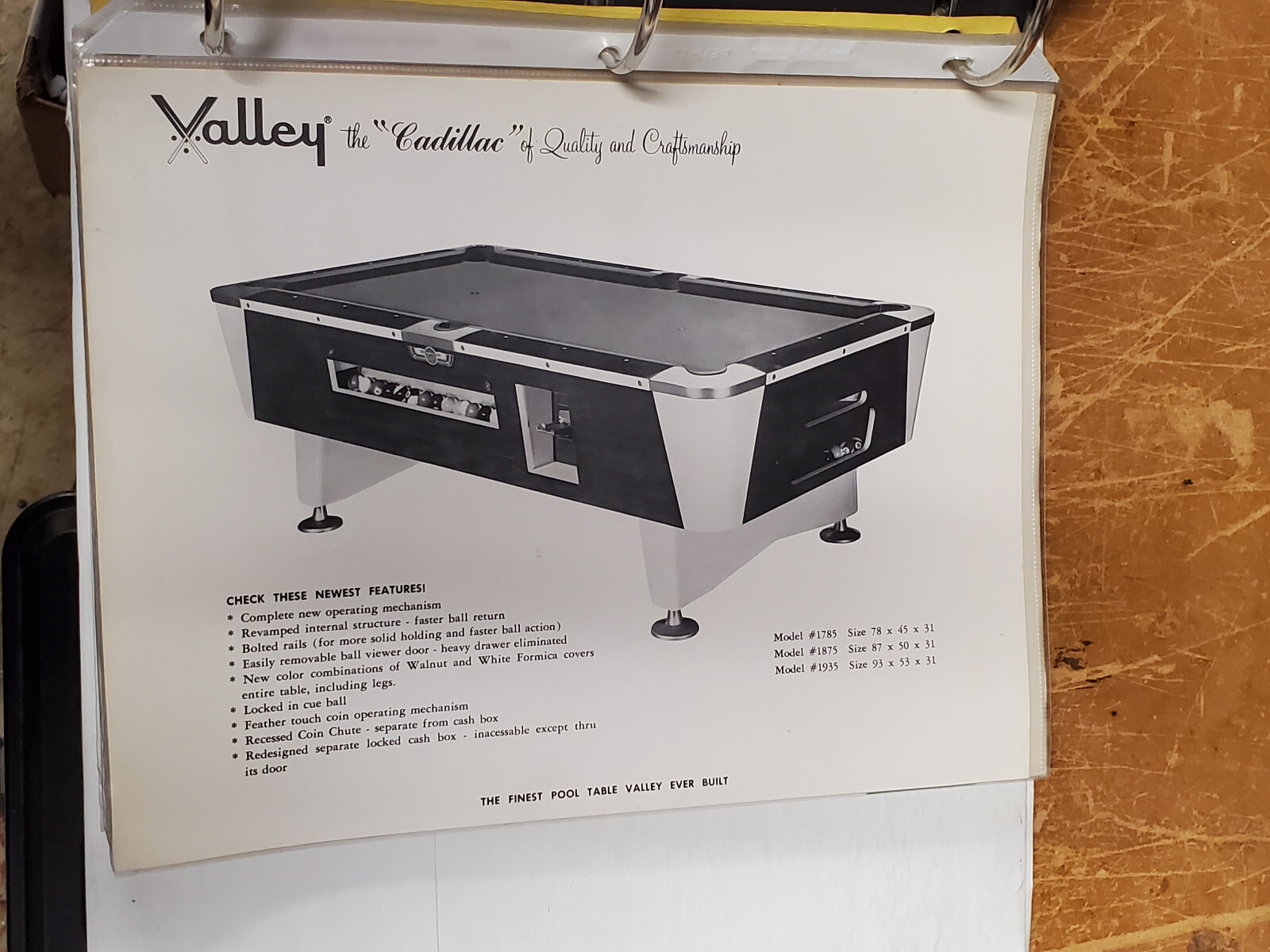 Valley the Cadillac of quality and craftmanship flyer - original 8 By 11 Inches