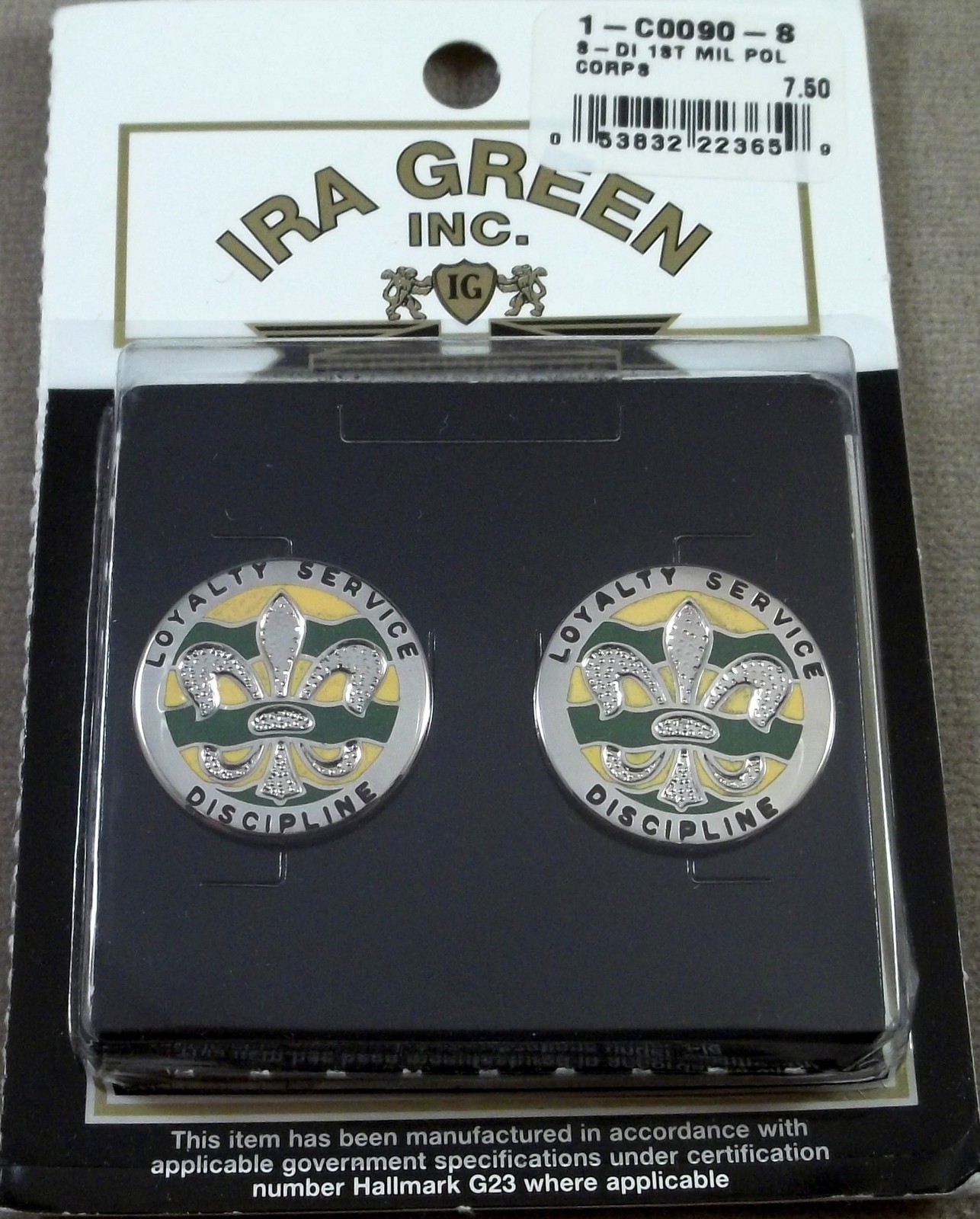 US Army 1st Military Police Corps Unit Crest Insignia - New Pair