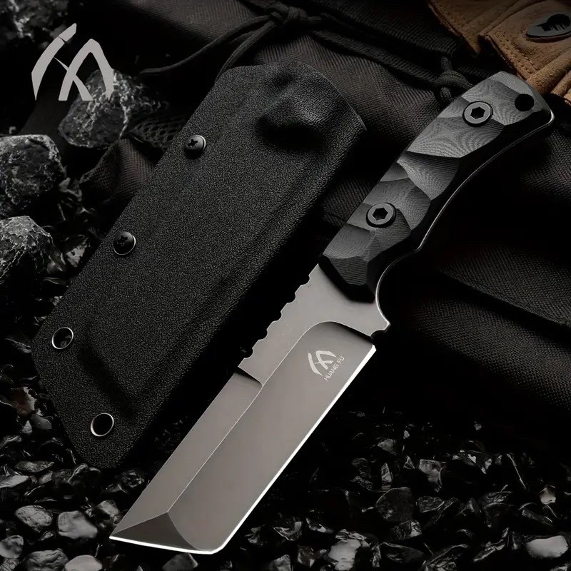 Huang Fu 3.74" D2 Steel Blade with Black G10 Handle and Black Kydex Sheath