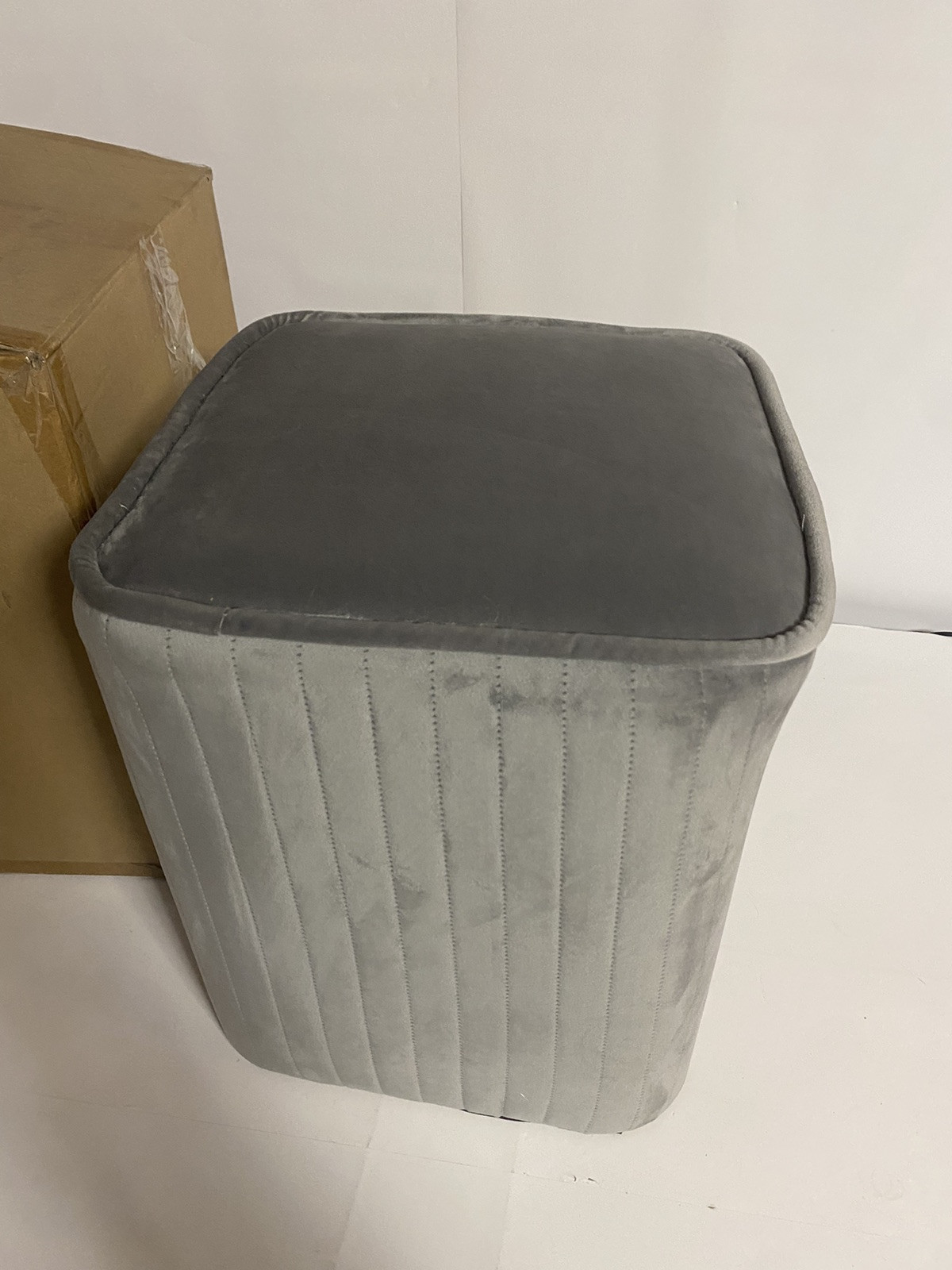 Upholstered Footstool Padded Chair Stool For Dressing Or Sitting Grey 12x12x15