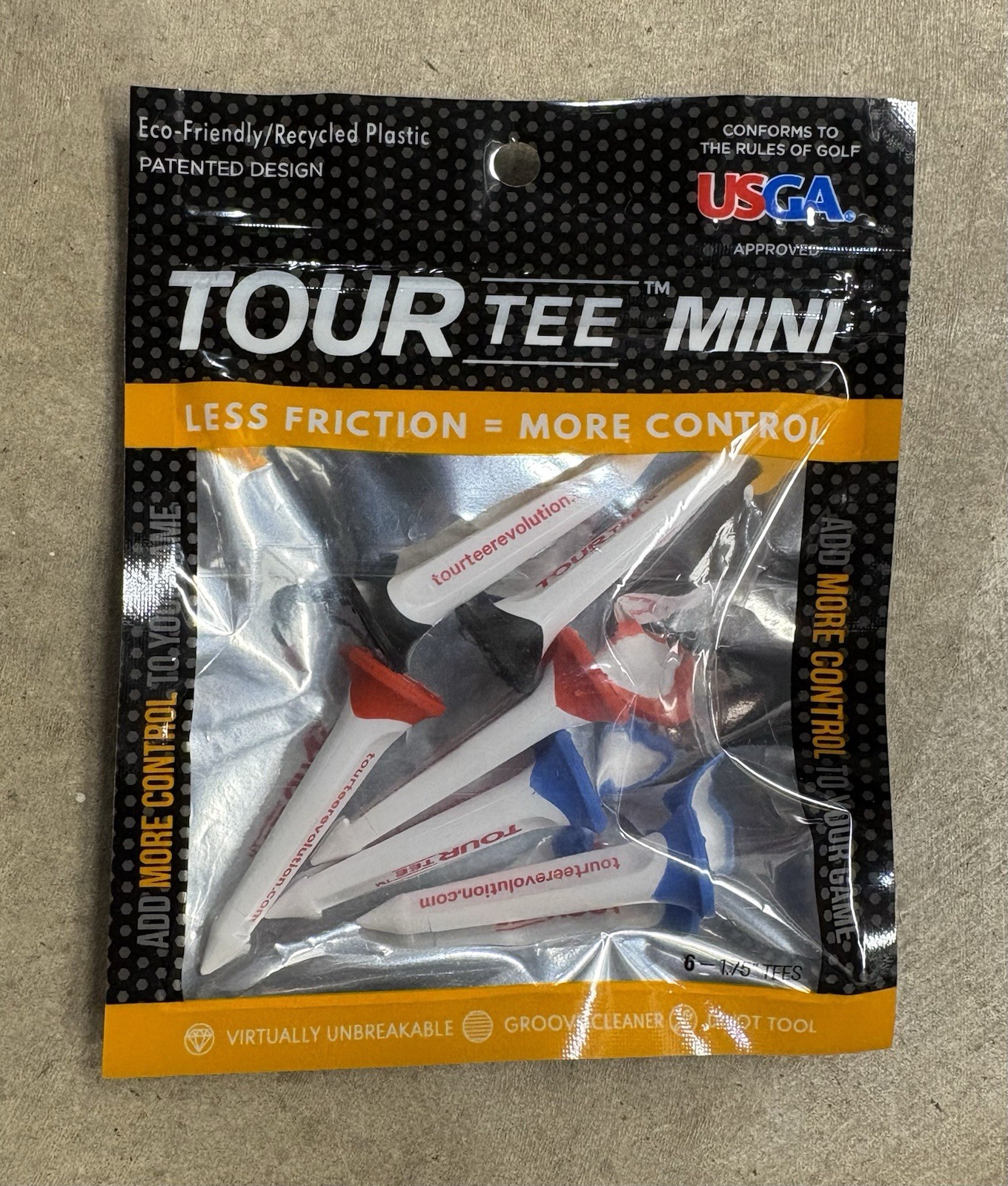 New Tour Tee Mini Golf Tees Pack Of 6 Control Sharp Tip 1.75” Black Red Blue