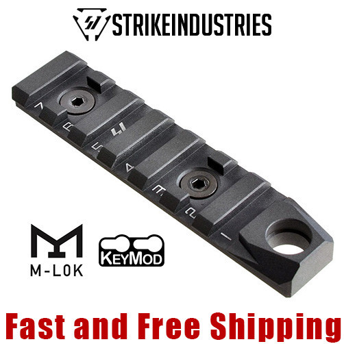 Strike Industries LINK 7-Slot Rail Section w/QD Socket fit KeyMod & M-LOK -Black