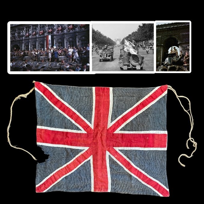 RARE! WWII August 1944 Liberation of Paris French-Made British Liberation Flag