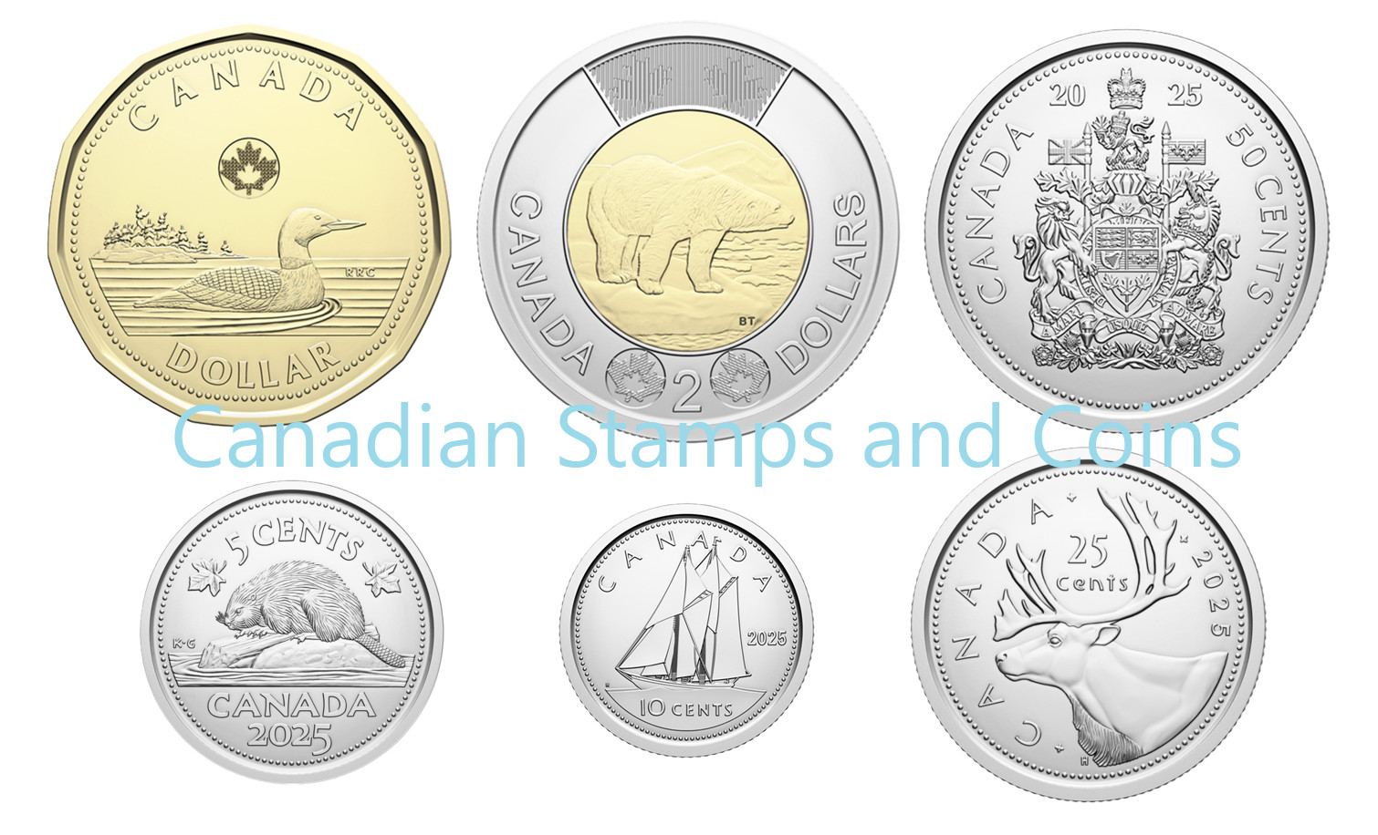 Canada 2025, King Charles III, Set of 6 Coins from First Strike Rolls, BU